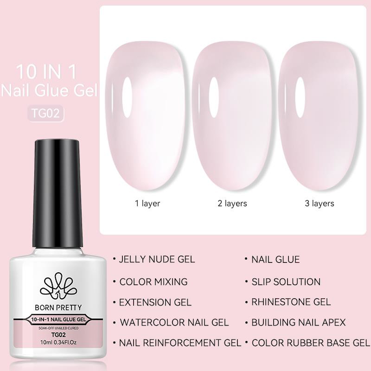 Born Pretty TG02 Şeffaf Parlak Kalıcı Oje
