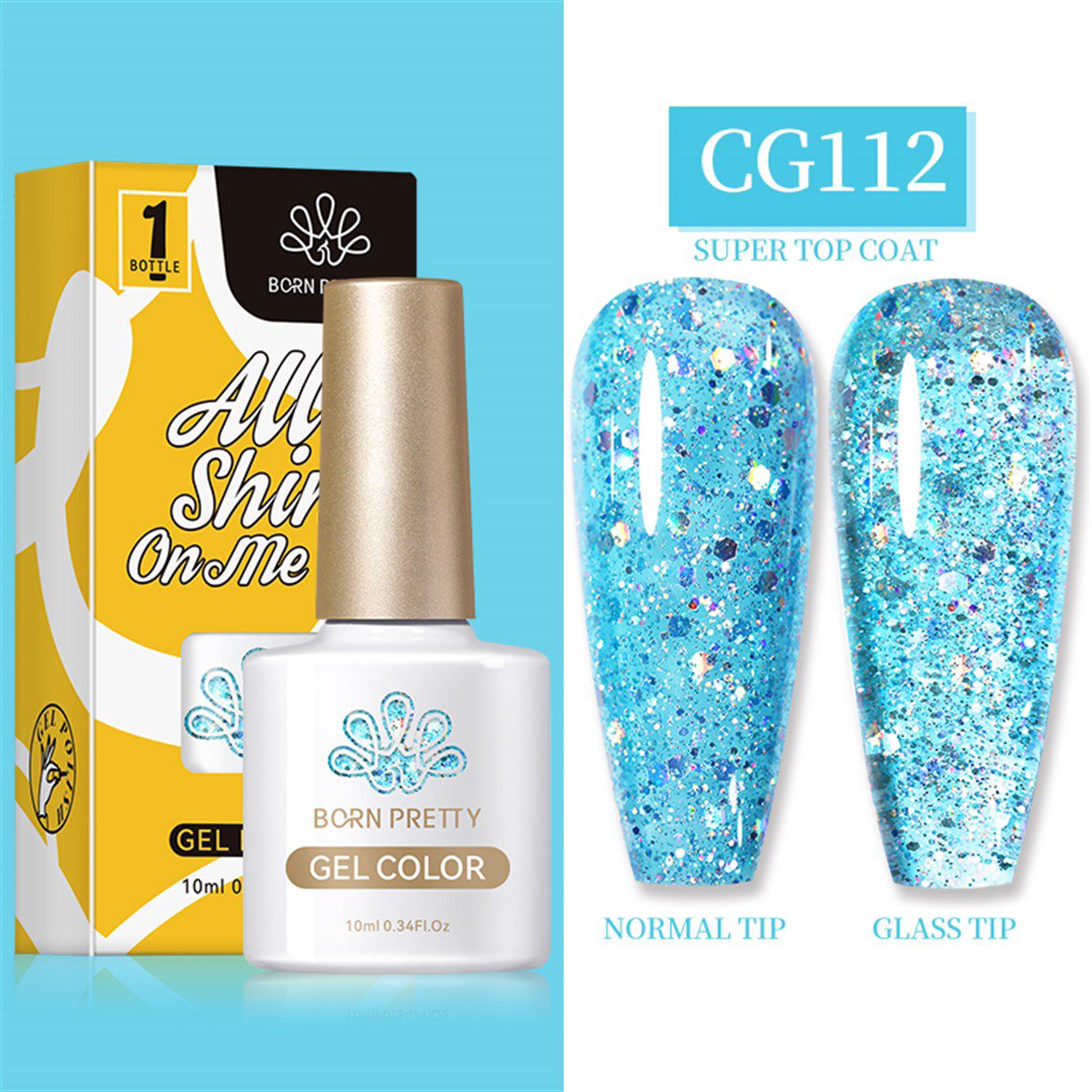 Born Pretty Silky White Serisi CG112 Mavi Işıltılı Kalıcı Simli Oje