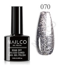 NailCo Platinum Seri NC070 Gri Işıltılı Kalıcı Simli Oje