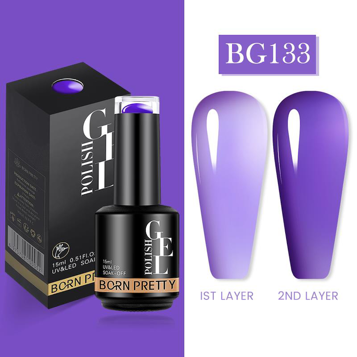 Born Pretty Semi Permanent Vitray BG133 Parlak Kalıcı Oje