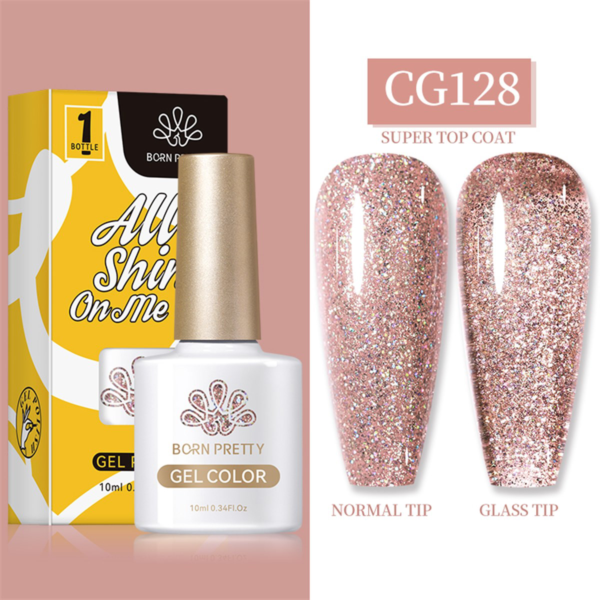 Born Pretty Silky White Serisi CG128 Rose Gold Işıltılı Kalıcı Simli Oje