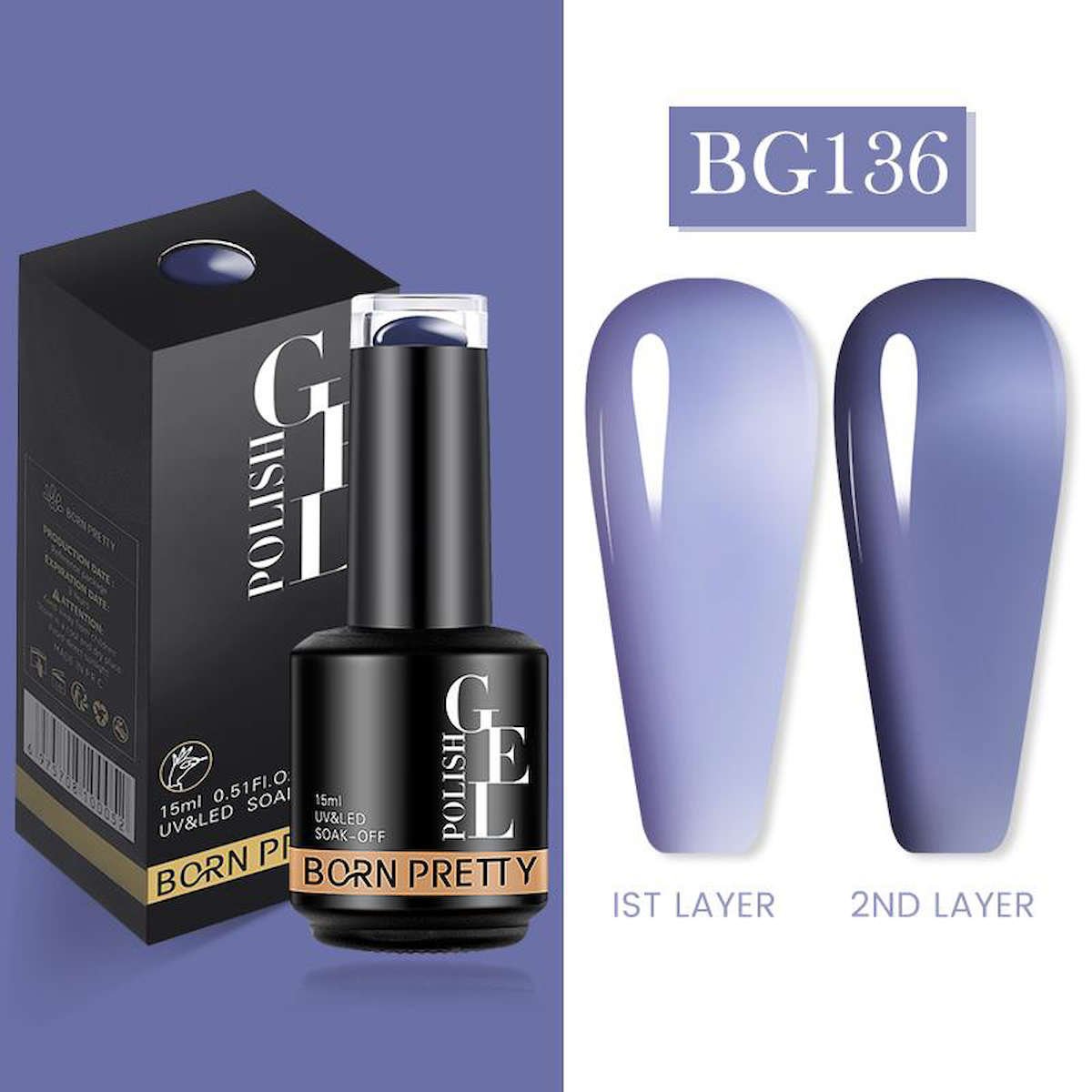 Born Pretty Semi Permanent Vitray BG136 Parlak Kalıcı Oje