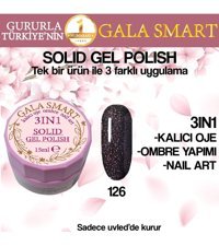 Gala smart Solid 126 Siyah Işıltılı Kalıcı Simli Jel Oje