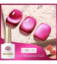 Born Pretty Jelly Amber Serisi Kedi Gözü CMG-01 Pembe Işıltılı Kalıcı Simli Oje