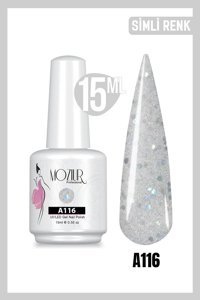 Moziur A116 Gri Işıltılı Kalıcı Simli Oje
