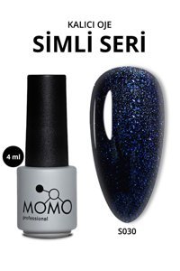 Momo S030 Gece Mavisi Işıltılı Kalıcı Simli Oje