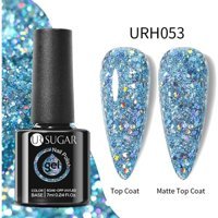 Ursugar Color Base URH053 Mavi Işıltılı Kalıcı Simli Oje