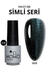 Momo S028 Yeşil Işıltılı Kalıcı Simli Oje