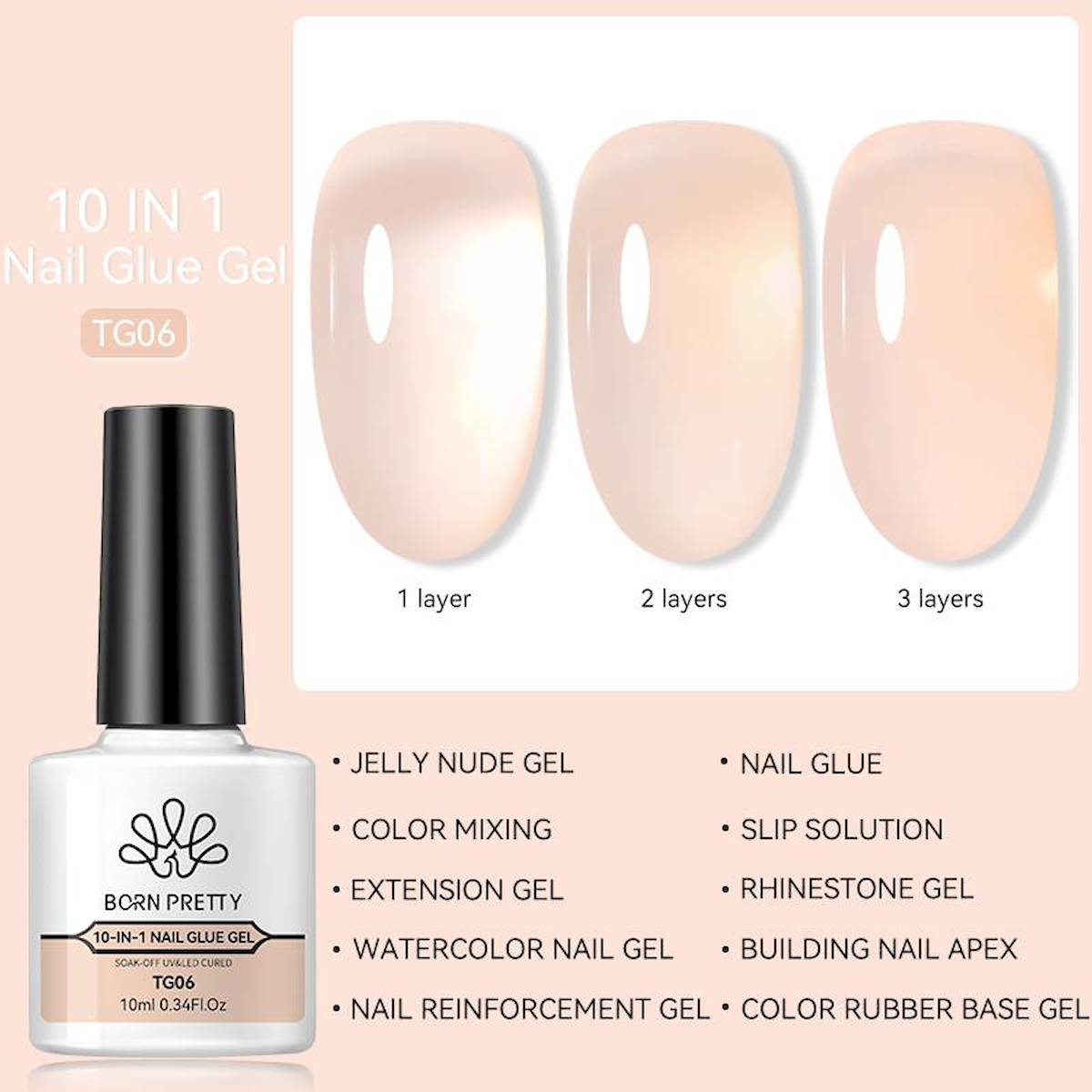 Born Pretty TG06 Şeffaf Parlak Kalıcı Simli Oje