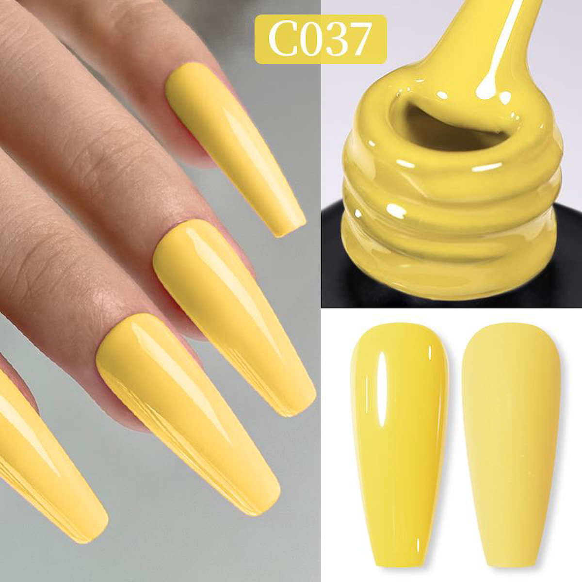 Born Pretty Ivory Serisi Soft Caress C037 Sarı Parlak Kalıcı Jel Oje