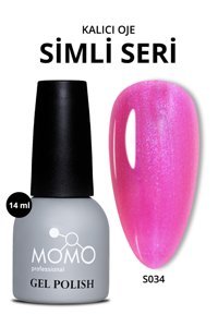 Momo S034 Fuşya Sedefli Kalıcı Simli Oje
