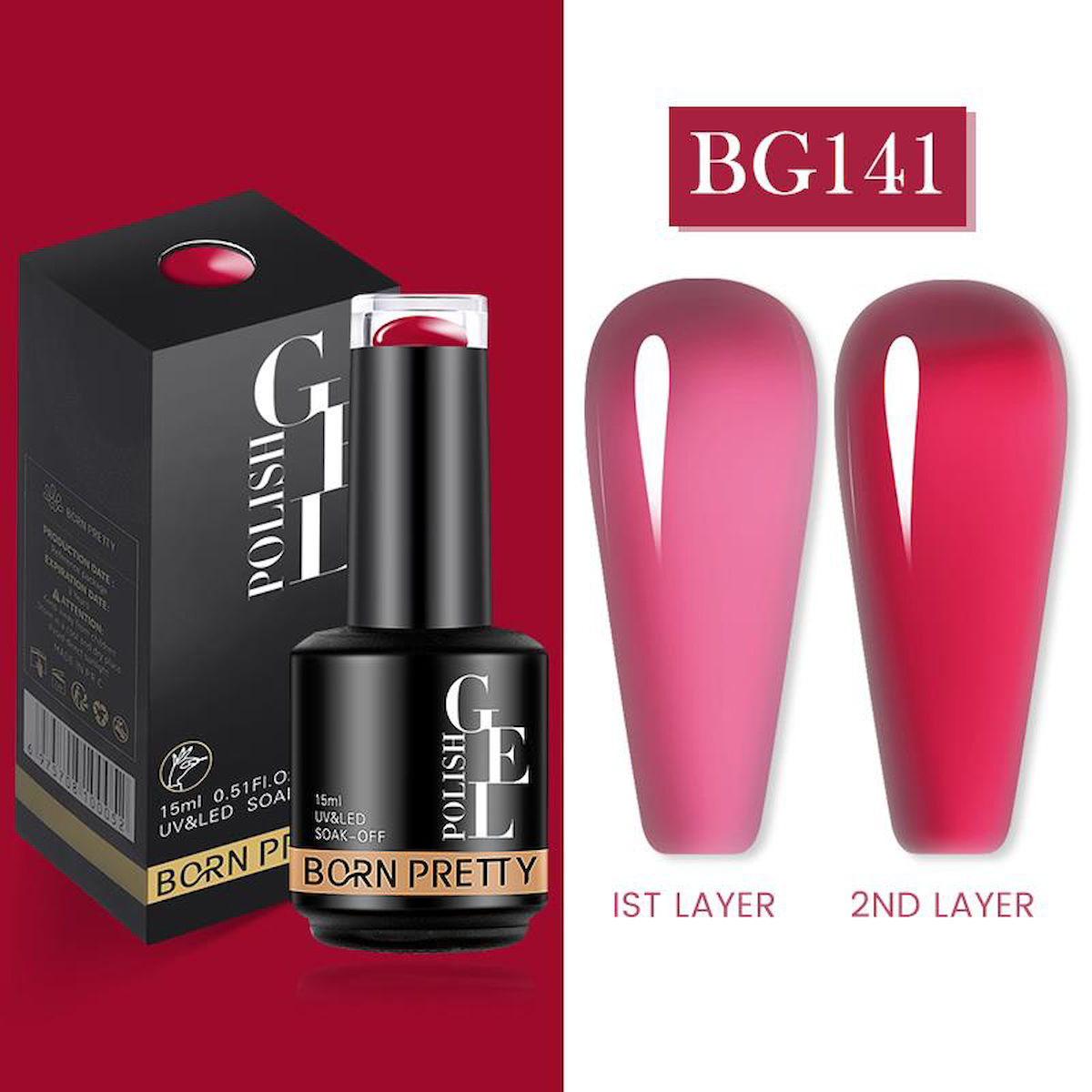 Born Pretty Semi Permanent Vitray BG141 Parlak Kalıcı Oje