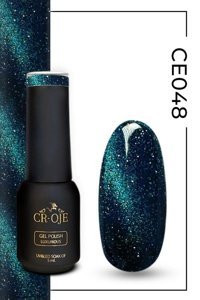 Cr-Oje Cat Eye CE048 Mavi-Siyah Hologram Kalıcı Simli Oje