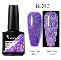 Venalisa Reflective Flash Disco BD12 Mor Işıltılı Kalıcı Simli Jel Oje