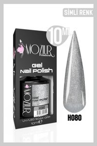 Moziur H080 Gri Işıltılı Kalıcı Simli Oje