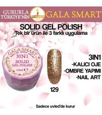 Gala smart Solid 129 Altın Sarısı Işıltılı Kalıcı Simli Jel Oje