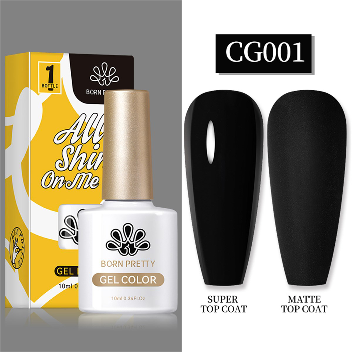Born Pretty Silky White Serisi CG001 Siyah Mat Kalıcı Oje