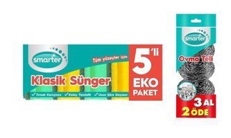 Smarter Klasik Oluklu 5'li Bulaşık Süngeri