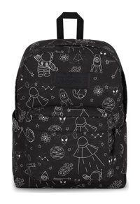 Jansport Superbreak Plus Cosmic City Uzay 2 Gözlü Siyah Lise Unisex Sırt Çantası