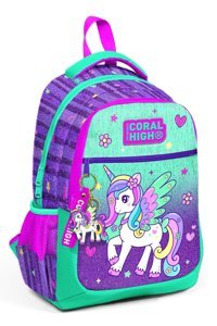 Coral High Kids 23487 Su Geçirmez 3 Gözlü Çok Renkli İlkokul Kız Sırt Çantası
