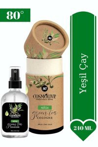 Cosmolive 80 Derece Yeşil Çay Sprey Cam Şişe Kolonya 240 ml