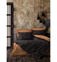 Cotton Box Dark Pamuk-Ranforce 160x220 cm Çarşaflı Geometrik Tek Kişilik Nevresim Takımı Bakır