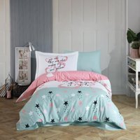 Hobby Voyager Poplin 160x220 cm Çarşaflı Yıldız Tek Kişilik Nevresim Takımı Pudra