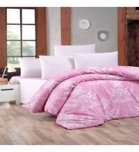 Komfort Home Gloria Ranforce 160x220 cm Çarşaflı Çiçek Tek Kişilik Nevresim Takımı Pembe