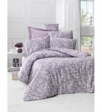 Komfort Home Exclusive Deluxe Saten 160x220 cm Çarşaflı Çiçek Tek Kişilik Nevresim Takımı Lila