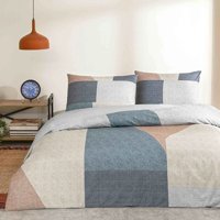 Taç Hugh Pamuk-Ranforce 160x220 cm Lastikli Çarşaflı Patchwork Tek Kişilik Nevresim Takımı Turkuaz