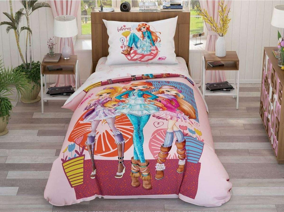 Taç Flowers Pamuklu 160x220 cm Lastikli Çarşaflı Winx Tek Kişilik Nevresim Takımı Renkli