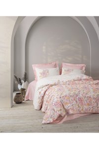 Cotton Box Muna Pamuk 160x220 cm Çarşaflı Bohem Tek Kişilik Nevresim Takımı Pembe