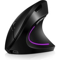 Huahai RGB Ergonomik Dikey Makrolu Kablosuz Siyah Optik Mouse