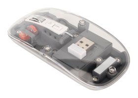 Annadue Sessiz Makrolu Kablosuz Şeffaf-Gri Optik Mouse