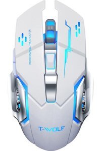 T-Wolf Q13 RGB Makrolu Kablosuz Beyaz Optik Mouse
