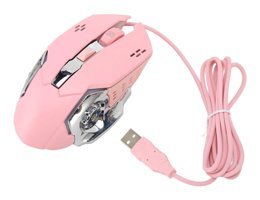 Yunseity M8S 8 RGB Ergonomik Makrolu Kablolu Pembe Optik Gaming Mouse