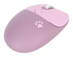 Lazmin112 Sessiz Kablosuz Kedi Desenli Mor Optik Mouse