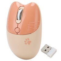 Haofy Kedi Görünümlü Kablosuz Krem Optik Mouse