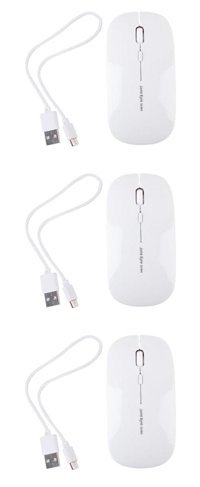 Partykindom Sessiz Kablosuz Beyaz Optik 3 Adet Mouse