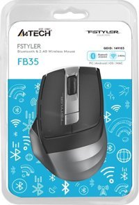 A4 Tech Nano FB35 Makrolu Kablosuz Gri Optik Mouse