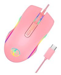 Hemoton RGB Makrolu Kablolu Pembe Optik Gaming Mouse