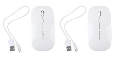 Partykindom Sessiz Kablosuz Beyaz Optik 2 Adet Mouse