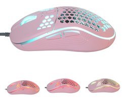 Bewinner D4 RGB Ergonomik Kablolu Pembe Optik Gaming Mouse