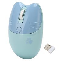 Shanrya Tablet Uyumlu Sessiz Kablosuz Kedi Desenli Mavi Optik Mouse
