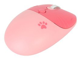 Lazmin112 Sessiz Kablosuz Kedi Desenli Pembe Optik Mouse