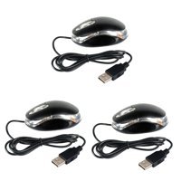 Hemobllo Sessiz Ergonomik Kablolu Siyah Optik 3 Adet Mouse