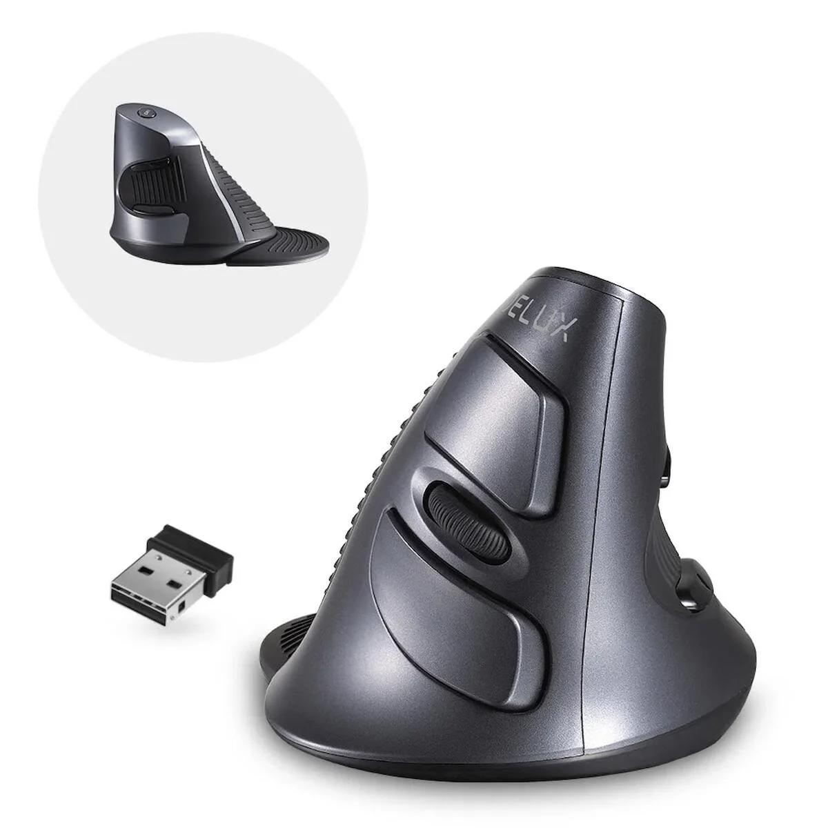 Delux M618GX Ergonomik Dikey Makrolu Kablosuz Gri Optik Mouse