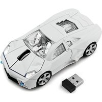 Jingyi Spor Araba Görünümlü Kablosuz Beyaz Optik Mouse