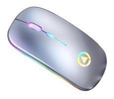 Auklopvzz RGB Sessiz Kablosuz Gümüş Optik Mouse