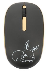 Gatuida Sessiz Kablosuz Tavşan Desenli Siyah Optik Mouse